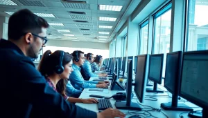 Agents engaged at Tijuana call centers, demonstrating professionalism and a vibrant work atmosphere.