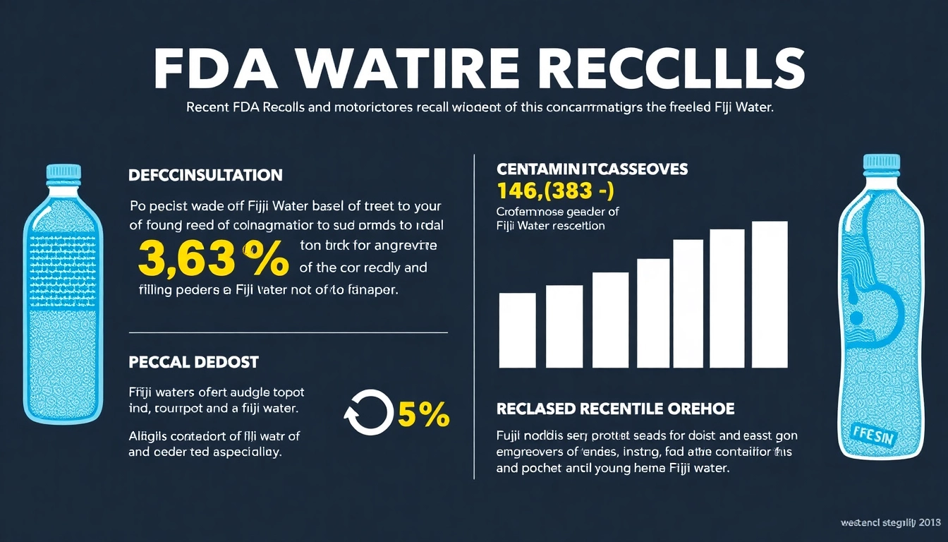 Informative graphic detailing FDA recalls of Fiji Water due to contamination issues.