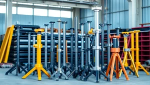 Adjustable pipe stands showcasing robust construction and design for optimal support during welding and construction tasks.