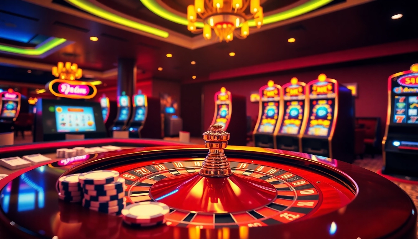 Experience the thrill of the best casino game with roulette, poker chips, and lively slot machines.