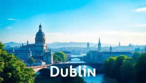 Promote quality poster printing Dublin with a vibrant display of Dublin's landmarks in a scenic design.