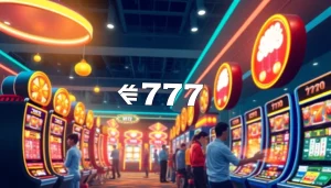 Experience the thrill of สล็อต777 with vibrant gaming machines lighting up an energetic casino atmosphere.