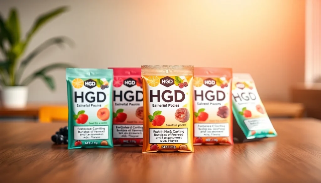 Experience HQD Pods in assorted flavors displayed compellingly on a wooden table to entice vapers.