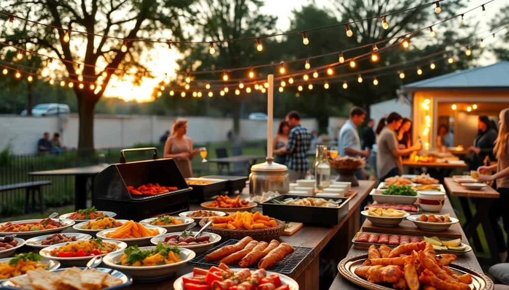 Delightful Caterer für Grillbuffet und BBQ in Berlin showcasing a vibrant outdoor buffet setup.