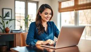 Hire a virtual assistant for real estate leads efficiently managing tasks in a modern home office.