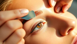 Experience precise eyebrow waxing with skilled application, showcasing a serene salon environment.