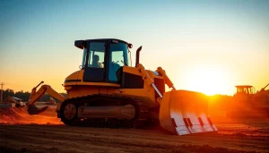 Explore Dozer Financing options with advanced machinery operating on a bustling construction site.