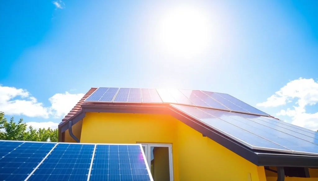Solar panel installation on a modern home, highlighting efficient energy use and sustainable living.