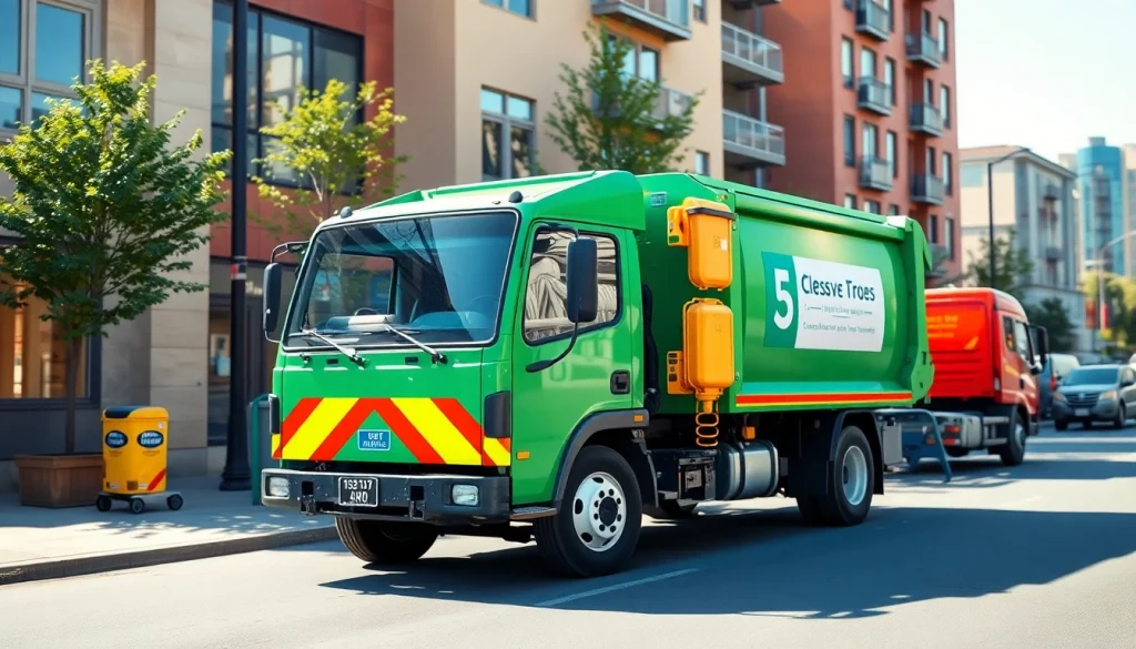 Experience quick rubbish removal with a modern truck efficiently clearing waste in an urban setting.