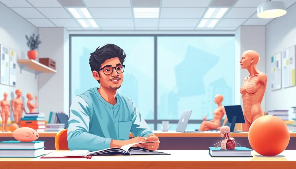 Indian student pursuing MBBS in Australia engaged with medical studies in a vibrant classroom setting.
