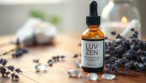 Experience relaxation with LUV Zen Drops, a calming herbal supplement for stress relief.