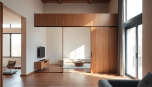 Enhance your space with a sliding partition wall that elegantly divides areas while maximizing light.