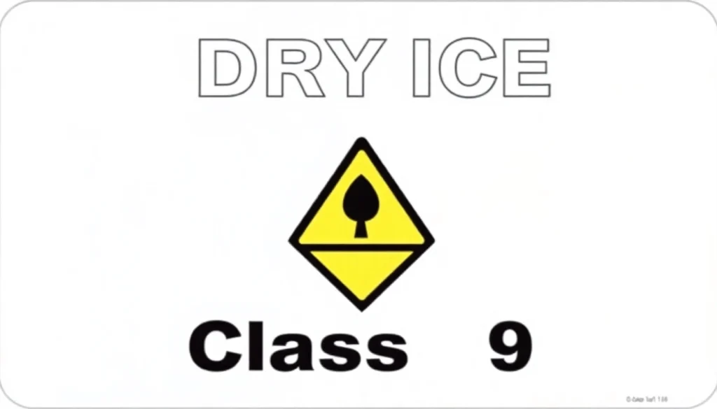 Apply a prominent dry ice label highlighting its Class 9 hazard designation for safe shipping.