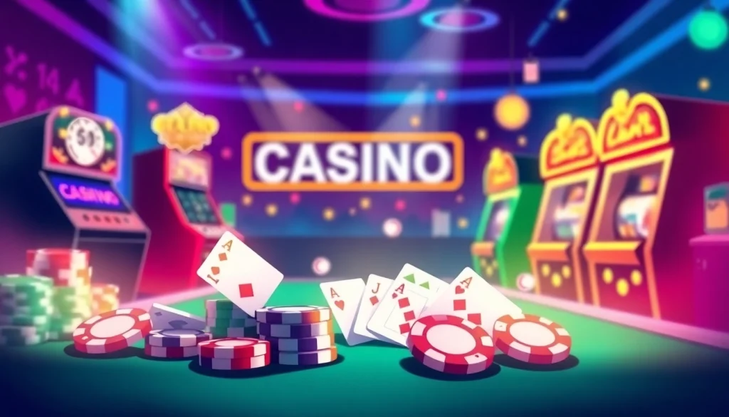 Experience the thrill of online casinos Nederland with vibrant poker chips and slot machines.