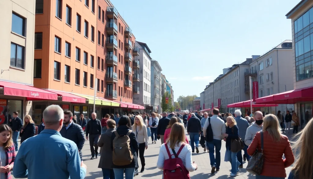 Jobb Linköping: vibrant city scene showcasing job seekers in the heart of Linköping.