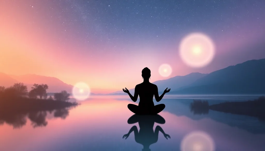 Experience spiritualism through a serene lakeside meditation under a starry sky, highlighting inner peace and cosmic connection.