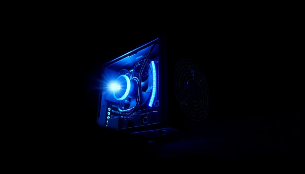 Showcasing a high-quality Power Supply Manufacturer unit with a sleek design and glowing features.