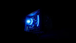 Showcasing a high-quality Power Supply Manufacturer unit with a sleek design and glowing features.