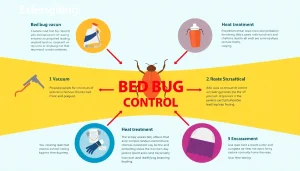 Effective bed bug control methods including vacuuming and heat treatment.