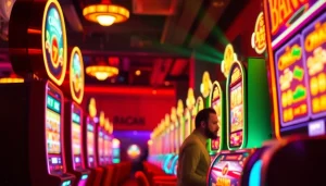 Experience the thrill of beste online casinos in Nederland 2025 with an exciting casino scene filled with vibrant colors and lights.