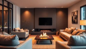 Automatic bioethanol fireplace providing warmth and elegance in a modern living space with cozy furnishings.