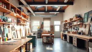 Explore vibrant custom shops with inspiring designs and creative tools in a bright setting.