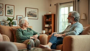 Engaged caregiver providing compassionate austin senior home care in a cozy living room setting.