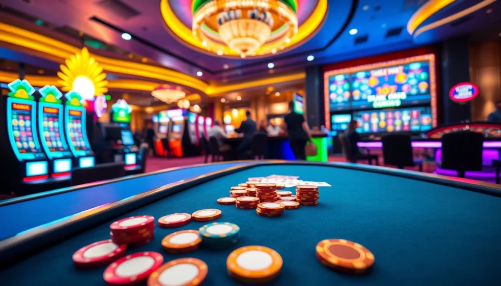 Engaging players at vibrant internet casinos with colorful chips and live games online.
