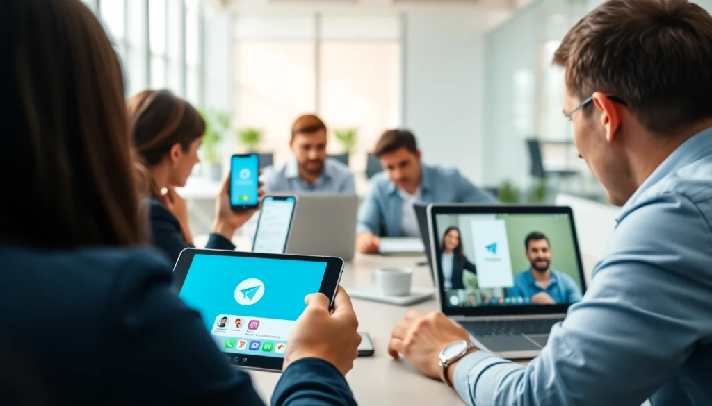Explore the features of 纸飞机官网 through diverse users engaging with the Telegram app on multiple devices.