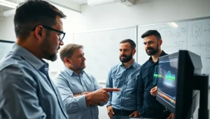 Engineers from a pipe stress analysis company collaborating on advanced simulations.