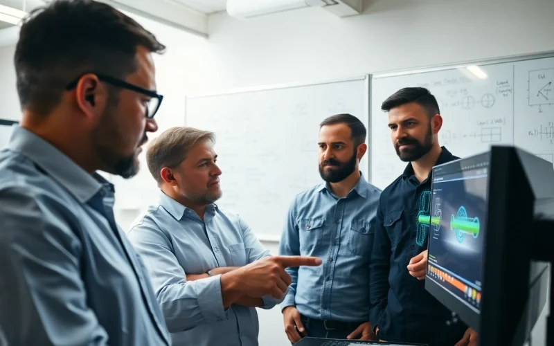 Engineers from a pipe stress analysis company collaborating on advanced simulations.