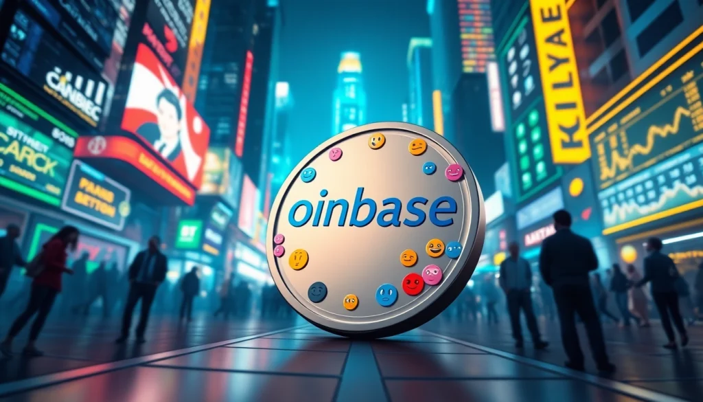 Explore the Coinbase meme coin trend with vibrant visuals of cryptocurrency and digital culture.