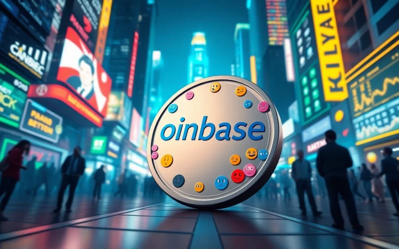 Explore the Coinbase meme coin trend with vibrant visuals of cryptocurrency and digital culture.