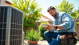 Expert ac repair glendale az technician servicing a cooling unit in a sunny neighborhood
