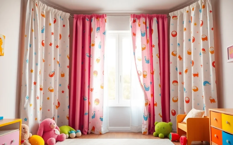 Explore delightful kids room curtains featuring whimsical patterns in a cheerful setting.