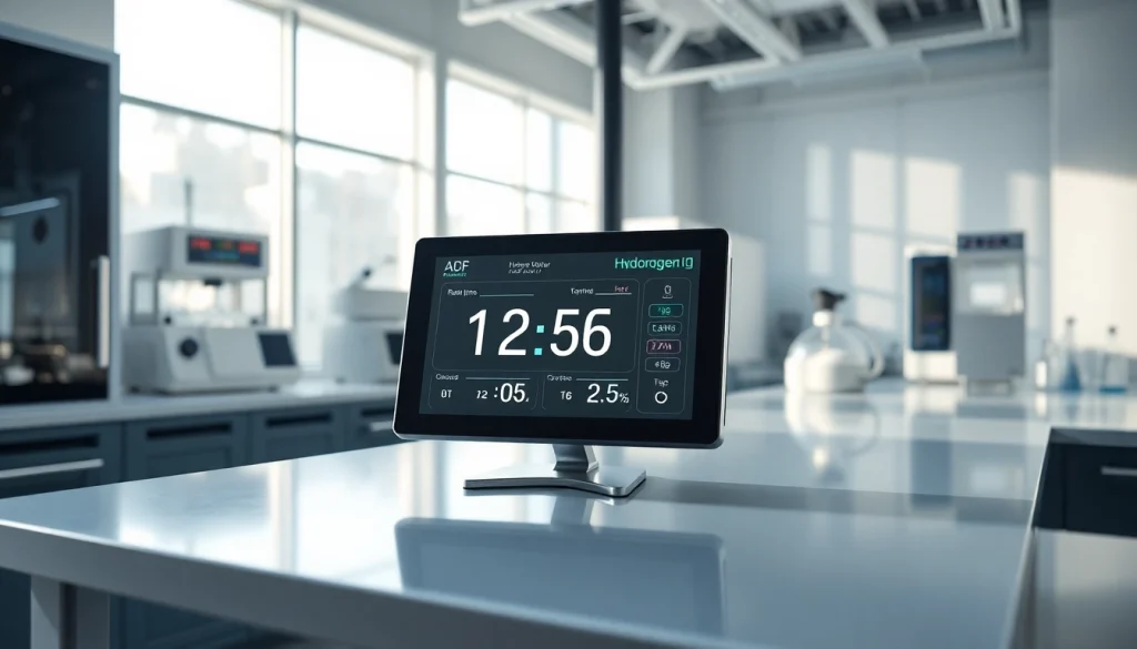 Hydrogen monitor displaying real-time data in a modern laboratory setting.