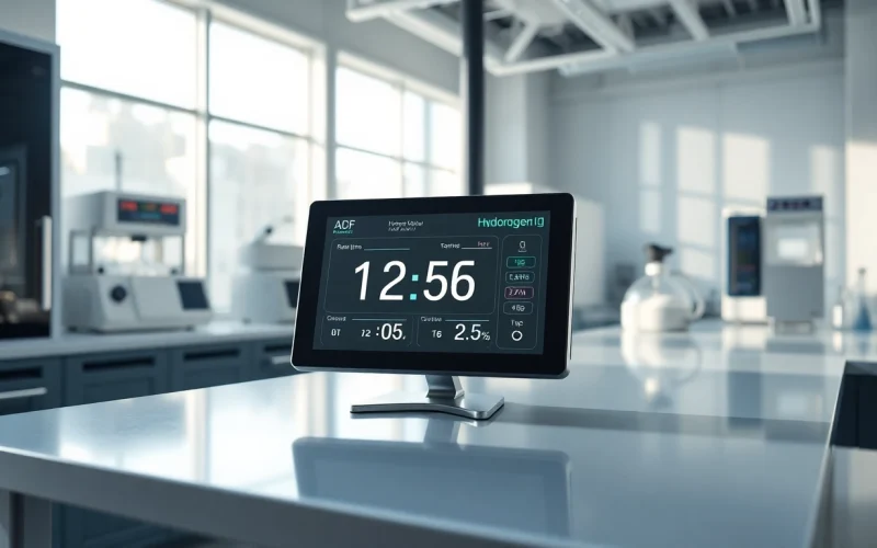 Hydrogen monitor displaying real-time data in a modern laboratory setting.