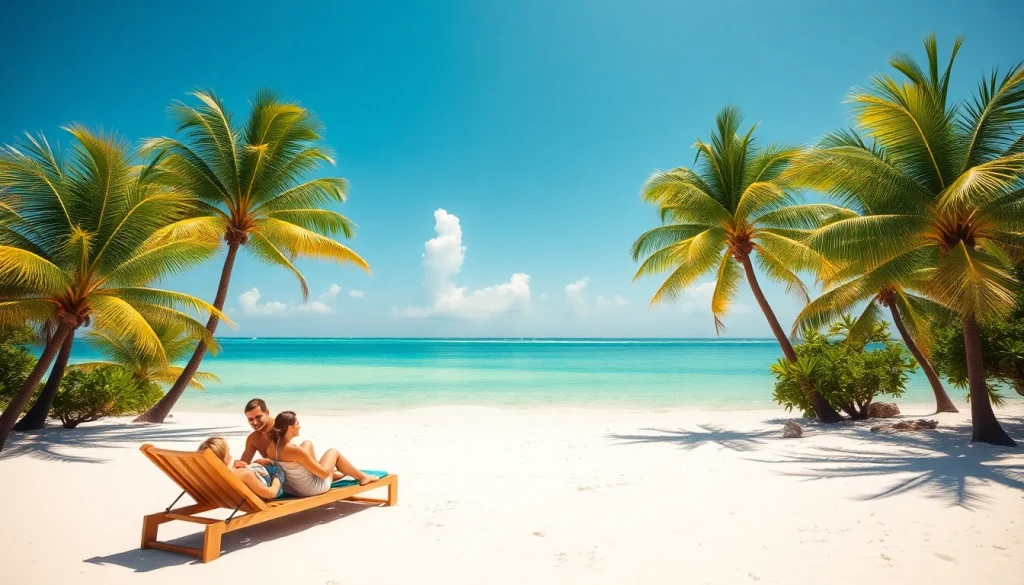 Families enjoying a beautiful beach during Livingstone Vacations Bahamas Travel.
