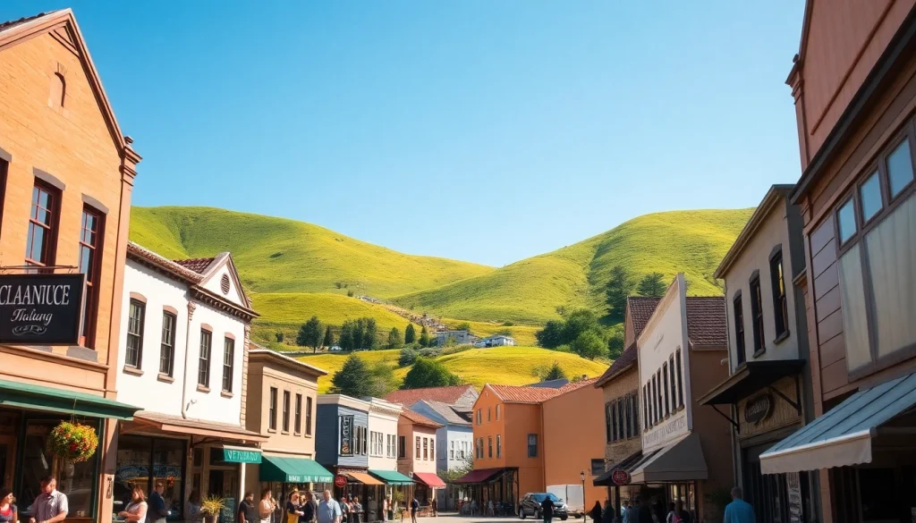 Vibrant Clarksburg town view with charming architecture and community engagement.