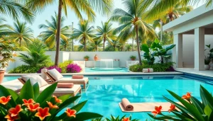 Relaxing environment at a wellness retreat Florida featuring serene pool and lush greenery.