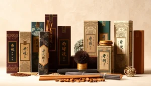 Admiring various oriental incenses showcasing intricate designs and natural scents.