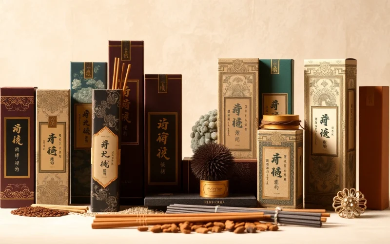 Admiring various oriental incenses showcasing intricate designs and natural scents.