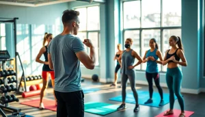Engaged clients in a gym training consultation with a fitness expert focusing on personalized workout strategies.