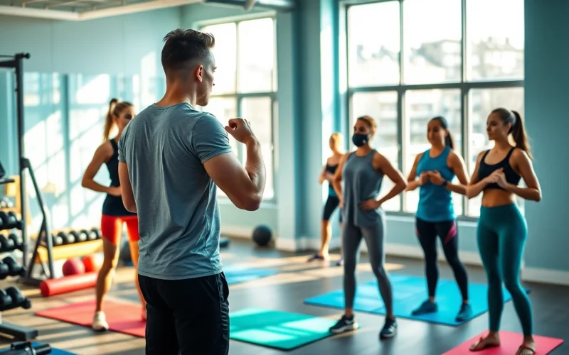 Engaged clients in a gym training consultation with a fitness expert focusing on personalized workout strategies.