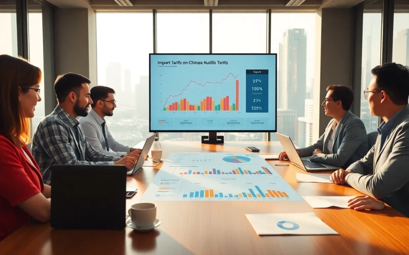 Analyze import tariffs china in a corporate meeting with economists discussing trade strategies.