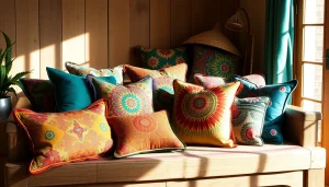 Decorative Cactus Silk Pillows arranged beautifully in a cozy living room setting.