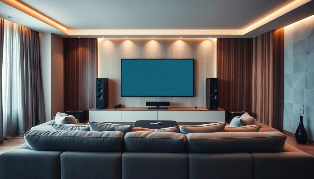 Enhance your space with expert home theater installation near me, showcasing modern technology in a cozy setting.