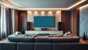 Enhance your space with expert home theater installation near me, showcasing modern technology in a cozy setting.