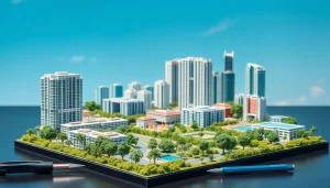 Architectural model of Singapore’s real estate model showcasing urban design.